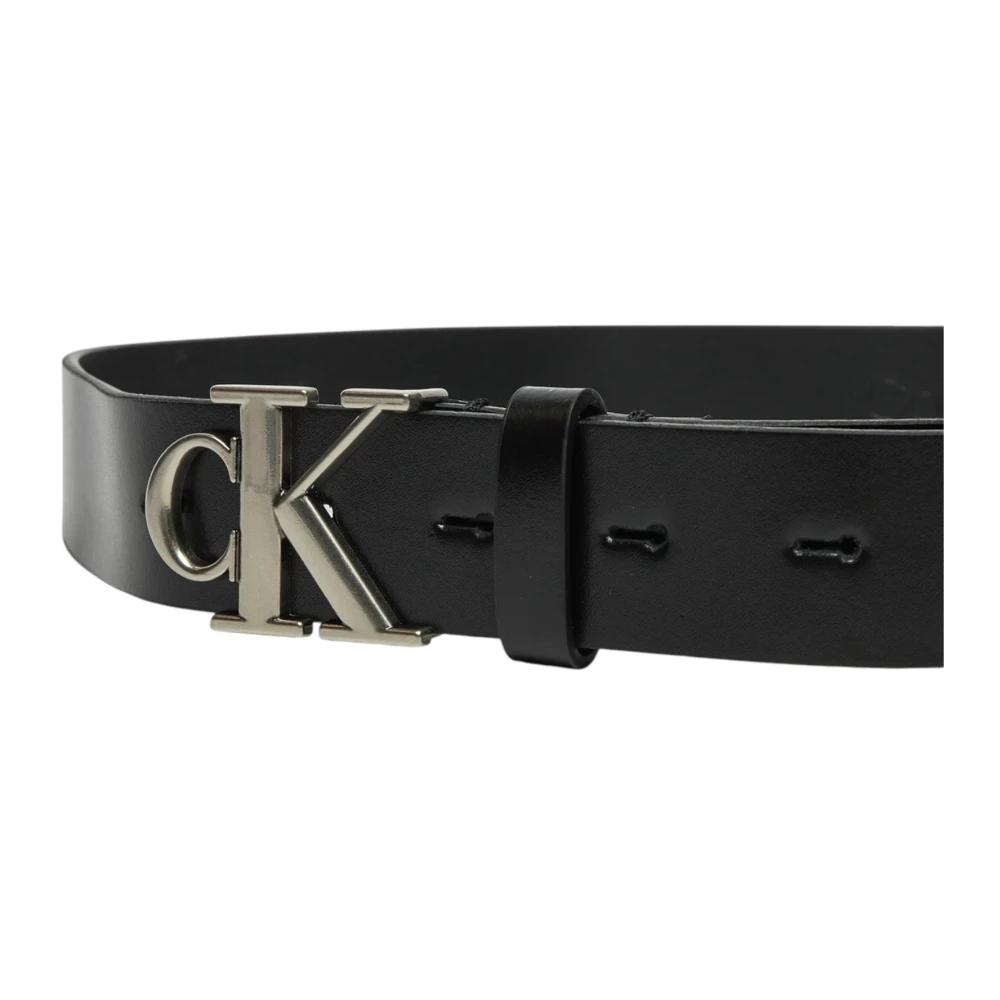 Calvin Klein Jeans Zwarte Leren Gesp Riem Black Dames