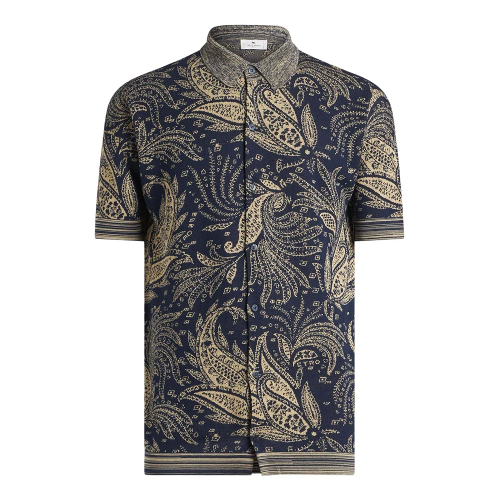 ETRO Blauw Jacquard Paisley Overhemd Blue Heren