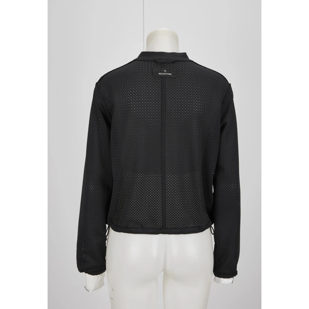 Milestone Scuba Jersey Blouson Jack met Allover Motief Black Dames