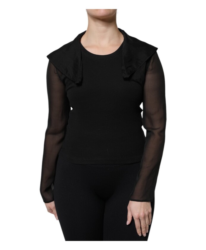 black-silk-sheer-long-sleeves-blouse