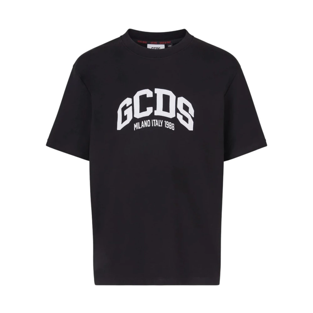 Gcds Eenvoudig en opvallend T-shirt met korte mouwen Zwart Logo Patch T-Shirt Black Heren