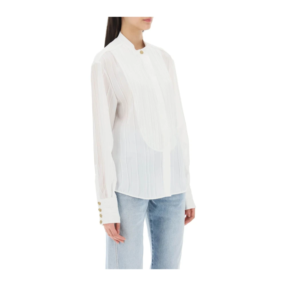 Balmain Klassieke Witte Button-Up Shirt White Dames