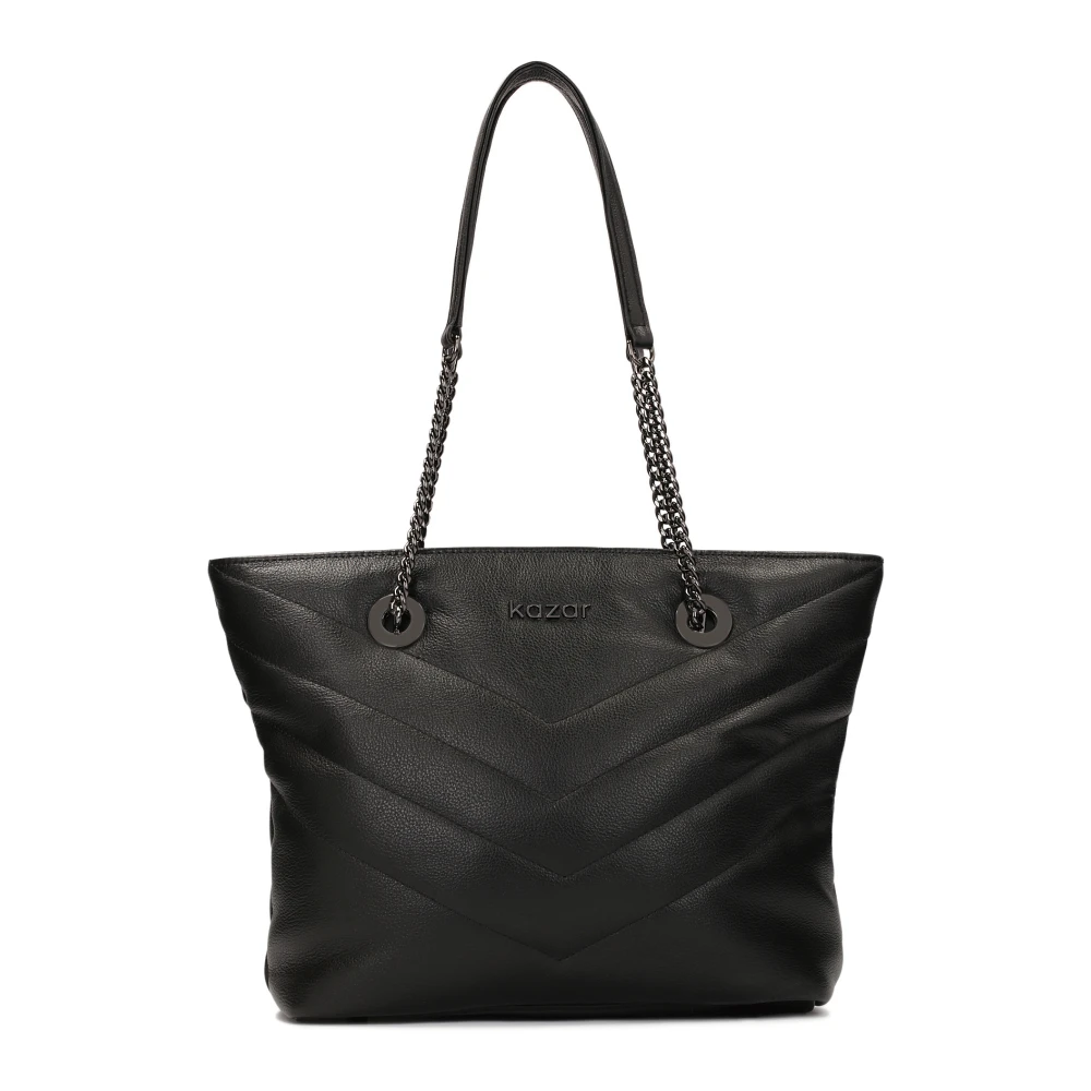 Kazar Ruime schoudertas met geweer metalen hardware Black Dames