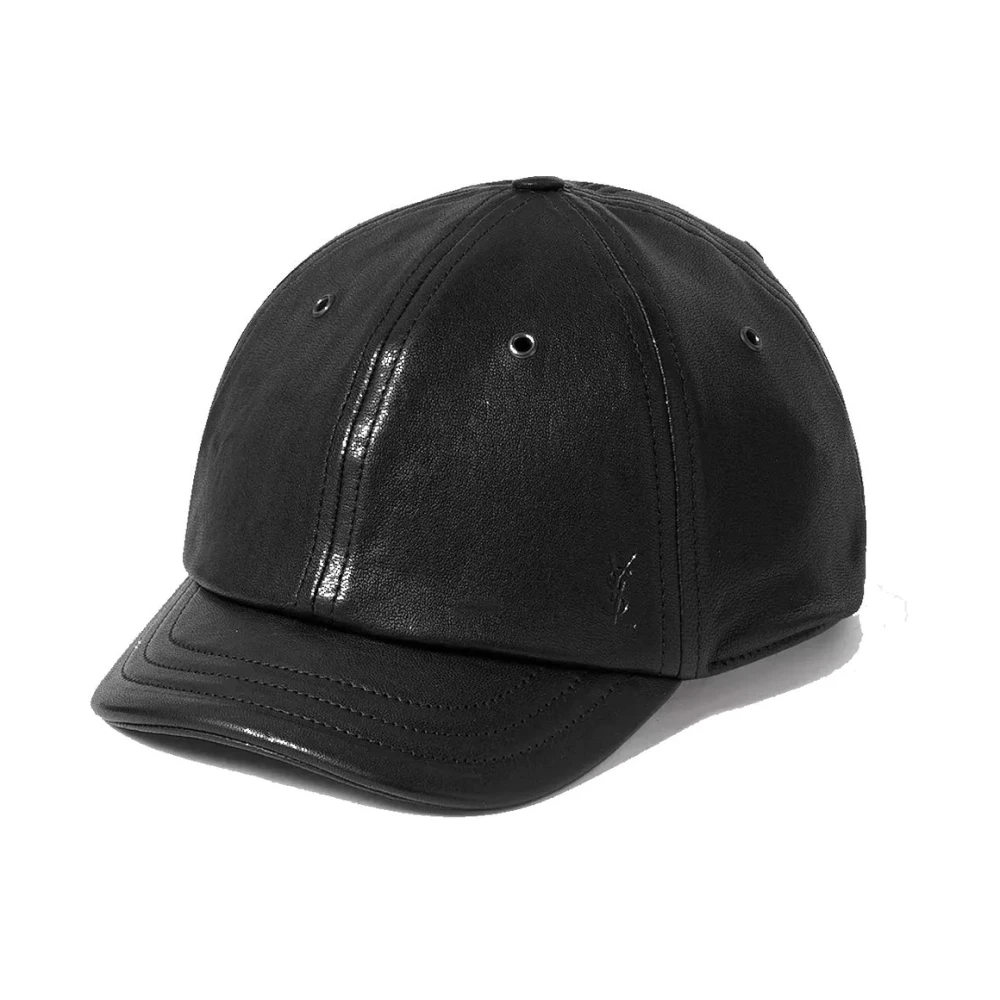 Saint Laurent Cassandre Leren Cap Black Dames