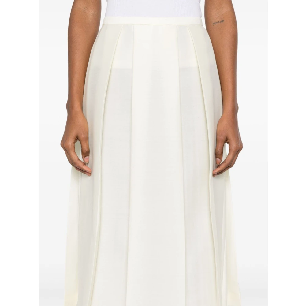 TotêMe Midi Wol Zijde Ivoor Rok Beige Dames