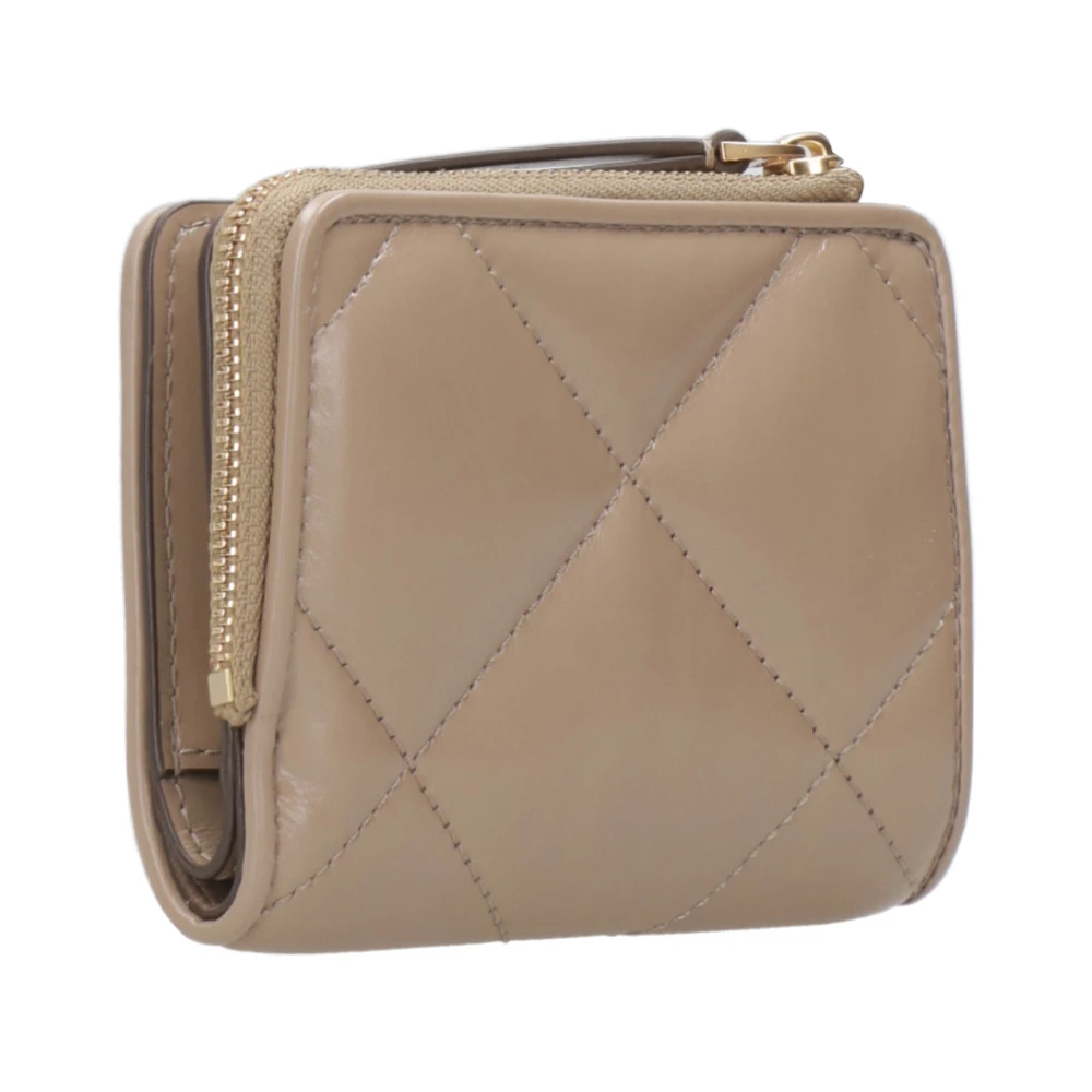 TORY BURCH Portemonnee van gewatteerd leer met dubbel T-logo Beige Dames