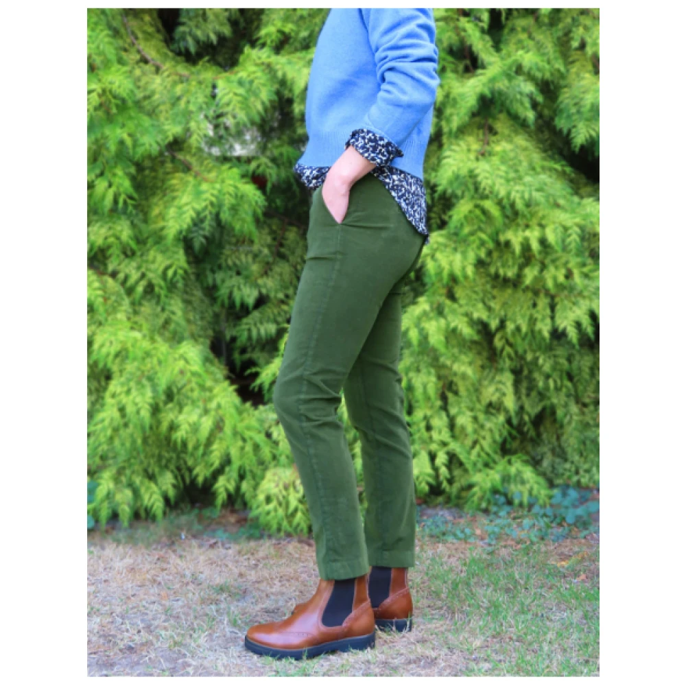 Mason's Slimme New York Fluweel Broek Green Dames
