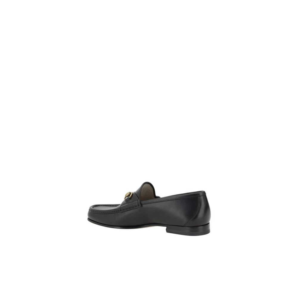 Gucci Metallic Horsebit Leren Loafers Black Heren