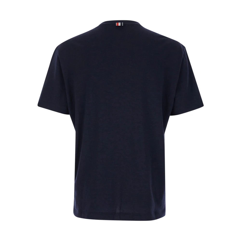 Thom Browne Blauw Logo Patch T-shirt en Polo Blue Heren