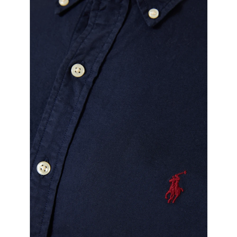 Polo Ralph Lauren Katoenen Geborduurd Oxford Overhemd Blue Heren