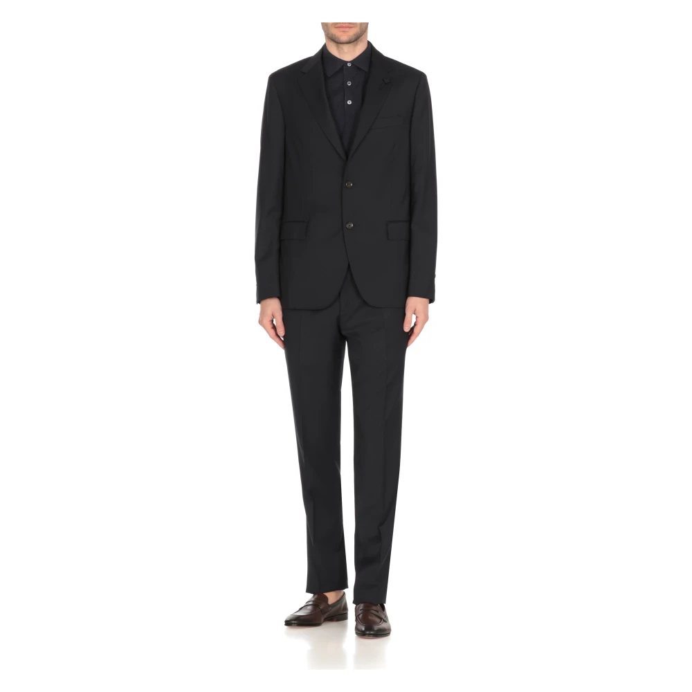 Lardini Blauw Wollen Pak met Iconische Pin Blue Heren