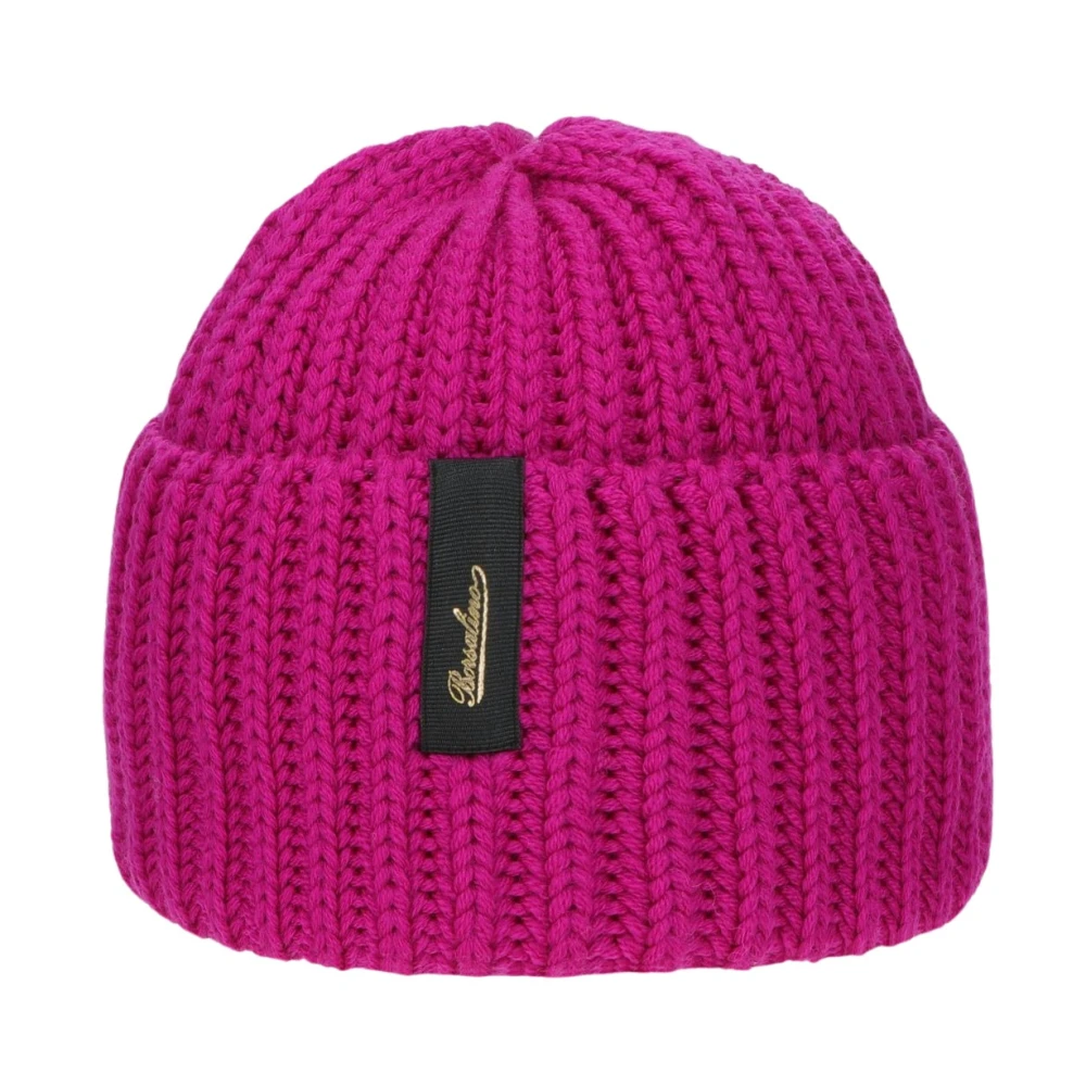 Borsalino Geribbelde Wollen Beanie Muts Purple Unisex