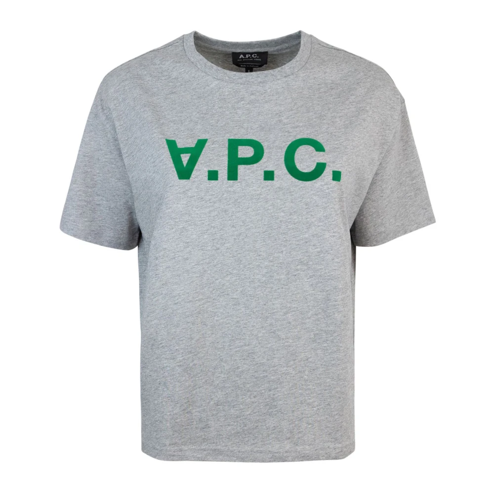 A.p.c. River Flocked Logo T-Shirt Gray Heren