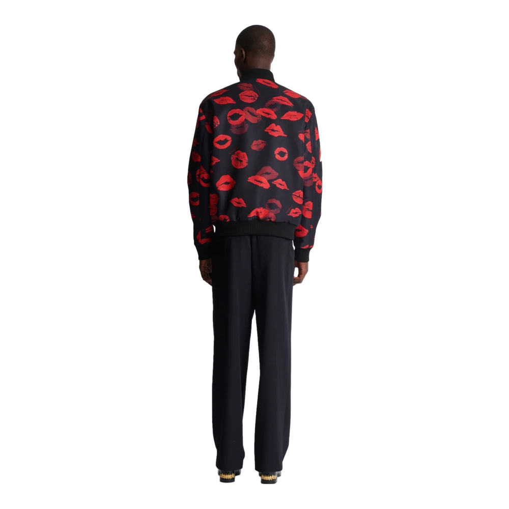 Balmain Omkeerbare bomberjack in effen en Kiss-print nylon Multicolor Heren