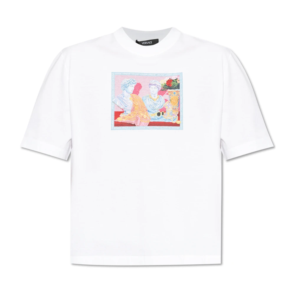 Versace Bedrukt T-shirt Lente-Zomer 2025 White Heren