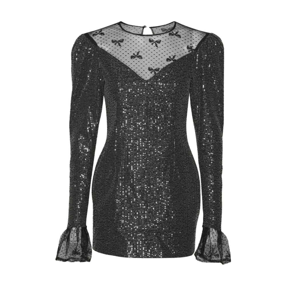 Rotate Birger Christensen Twill Sequin Mini Jurk Gray Dames