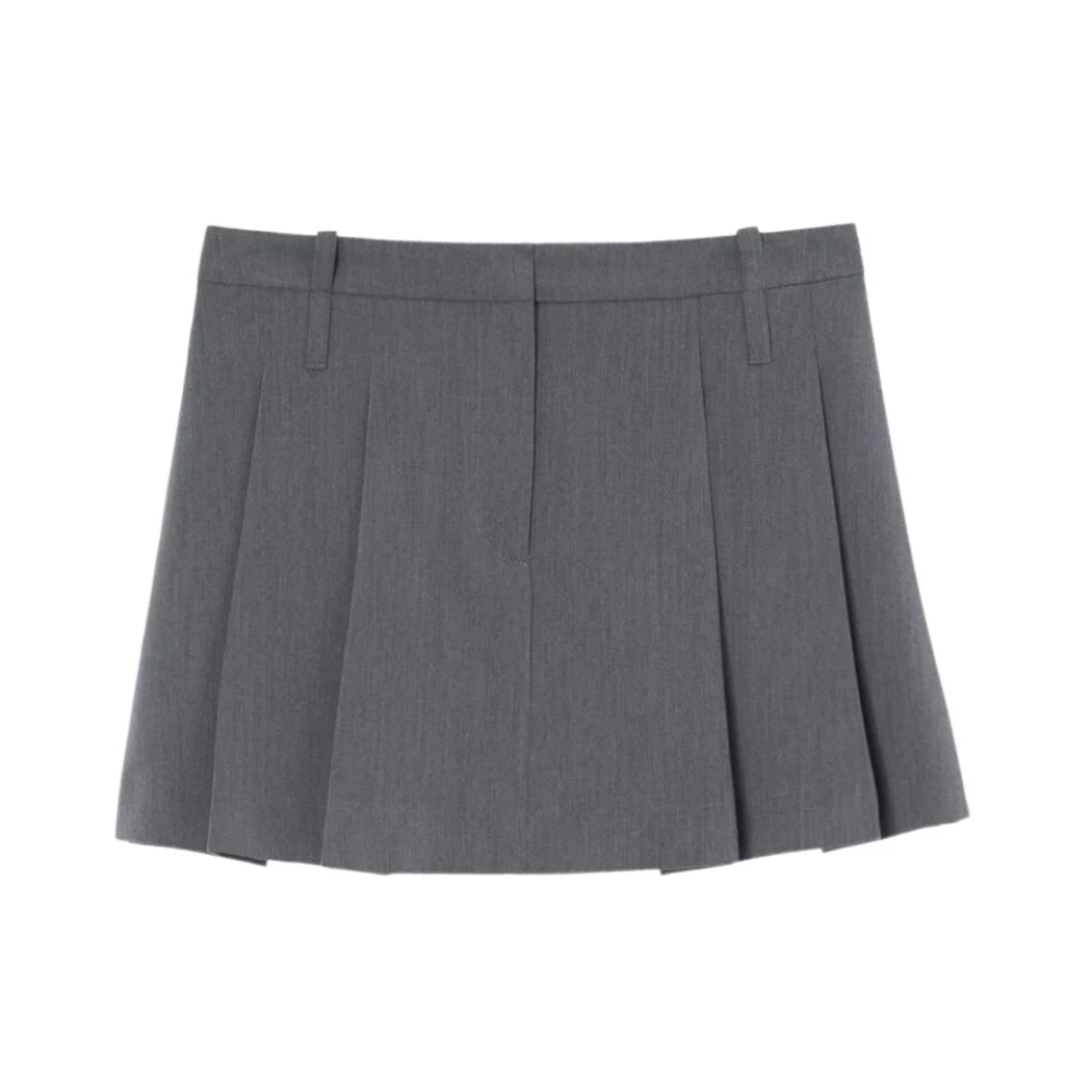 Pinko Women's Gray Short Skirts, S, Pleated Skirt With Pockets
