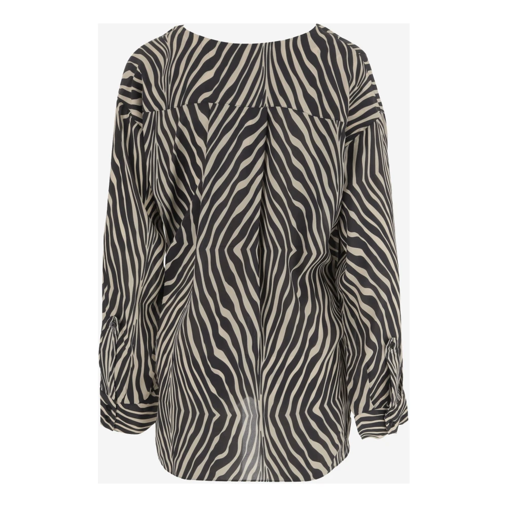 By Malene Birger Zebra Patroon Zijde Mix V-Hals Shirt By Herenne Birger Multicolor Dames