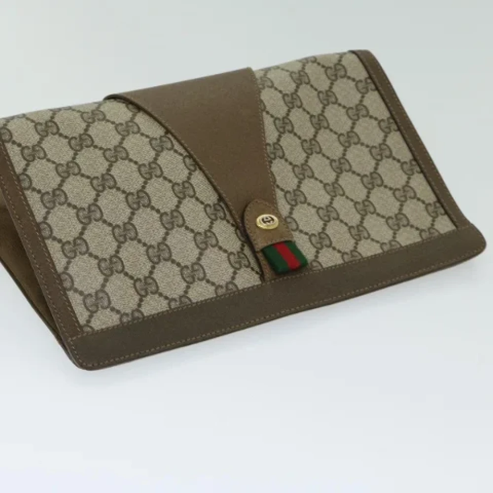 Gucci Vintage Pre-owned Leather clutches Beige Dames