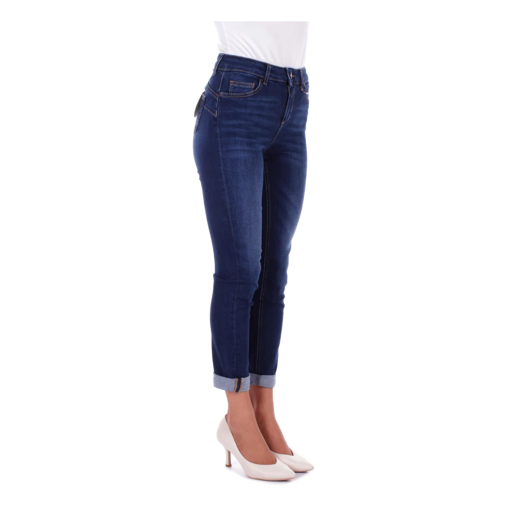 Liu Jo Blauwe Logo Jeans Rits Sluiting Blue Dames