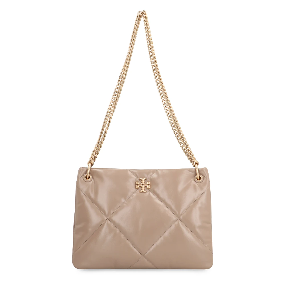 TORY BURCH Gewatteerde leren schoudertas met kettinghandvatten Beige Dames