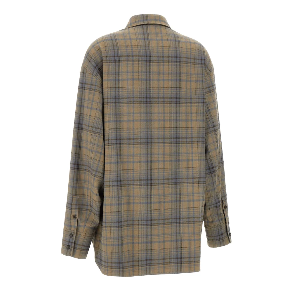 LOW Classic Geruit Patroon Oversized Shirt Beige Dames
