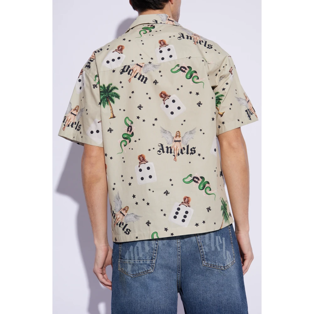 Palm Angels Shirt met print Beige Heren