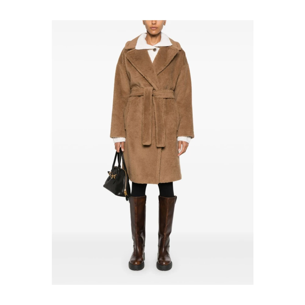 Max Mara Weekend Kameel Fleecejas met Riem Brown Dames