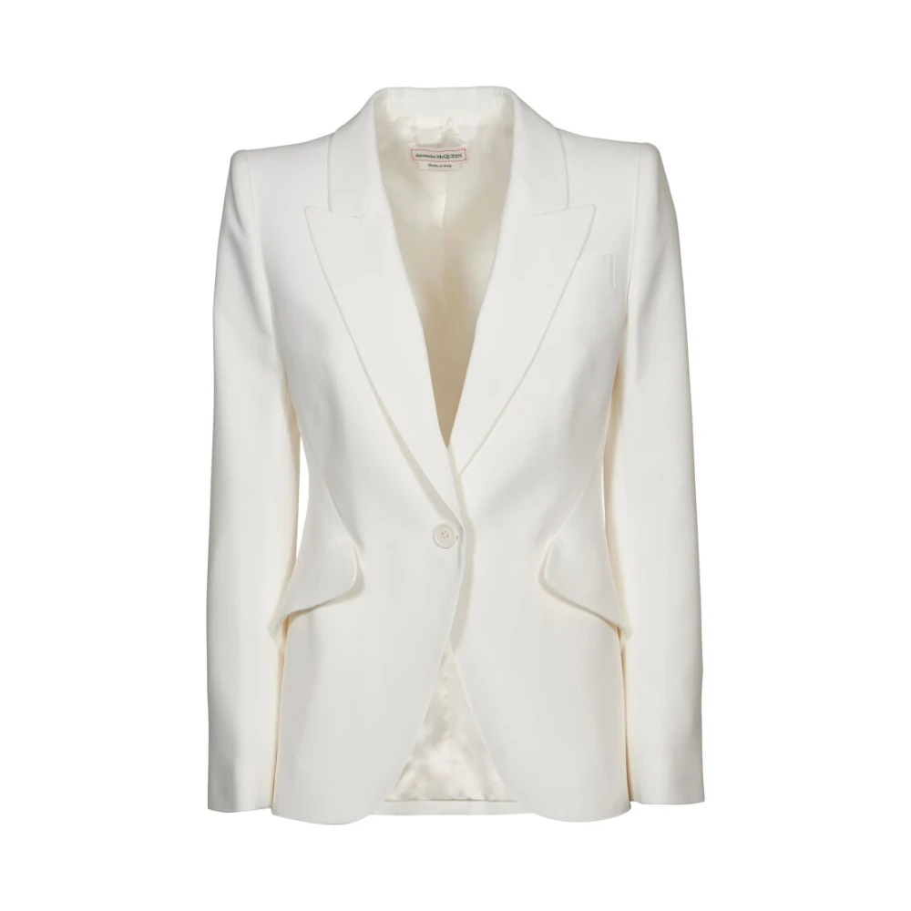 Alexander mcqueen Peak Shoulder Leaf Crepe Jacket White Dames