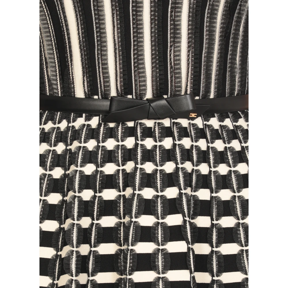 Elisabetta Franchi Zwarte Viscose Jurk met Ronde Hals Multicolor Dames