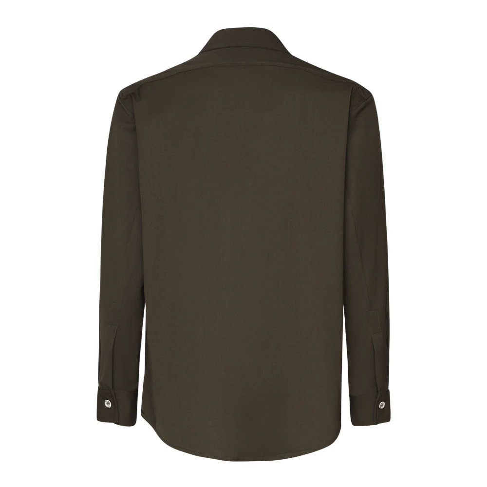 Giuliano Galiano Zwarte Rits Shirt Italiaanse Kraag Lange Mouwen Green Heren