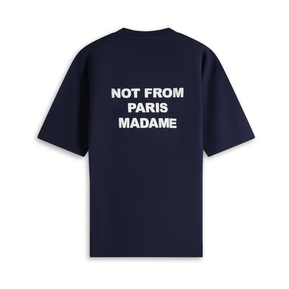 Drole de Monsieur Navy Slogan Print T-shirt Blue Heren