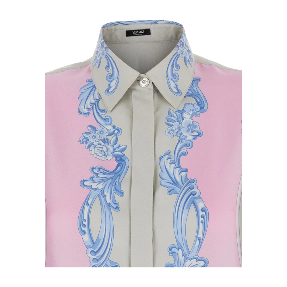 Versace Roze Zijden Shirt met Grafische Print Multicolor Dames