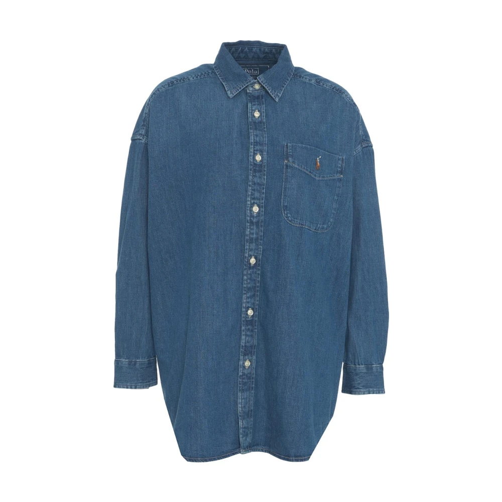 Polo Ralph Lauren Blauwe Oversize Denim Shirt Jas Blue Dames