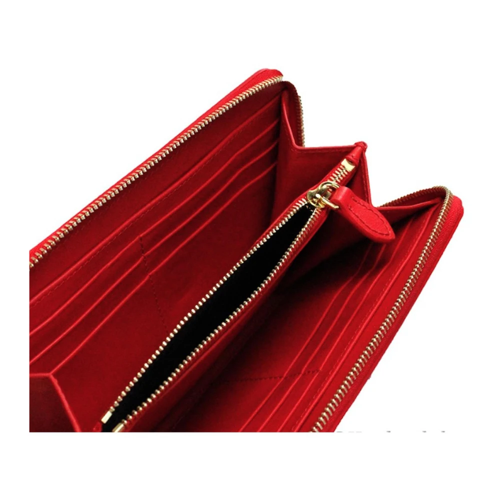 Burberry Geëtst Logo Leren Clutch Portemonnee Red Dames