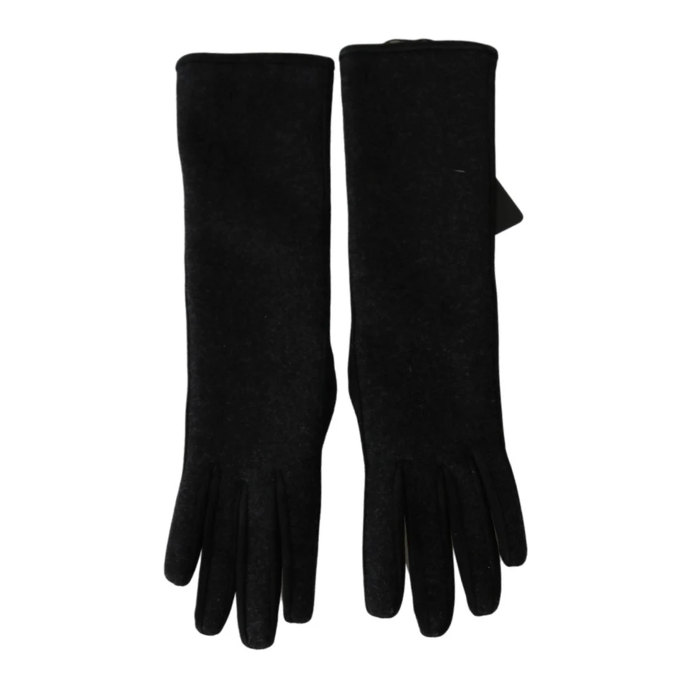 Dolce & Gabbana Black Authentic Mid Arm Length Gloves- /Gray- Made In Italy - Female - Gloves - One Size - Accessories