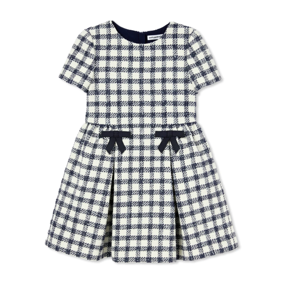 Self Portrait Unisex Kids Blue Dresses, 7 Y, Check Boucle Dress