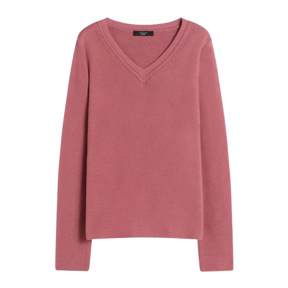 Weekend Max Mara Women's Pink V-Neck Knitwear, L, Links Knit Jumper