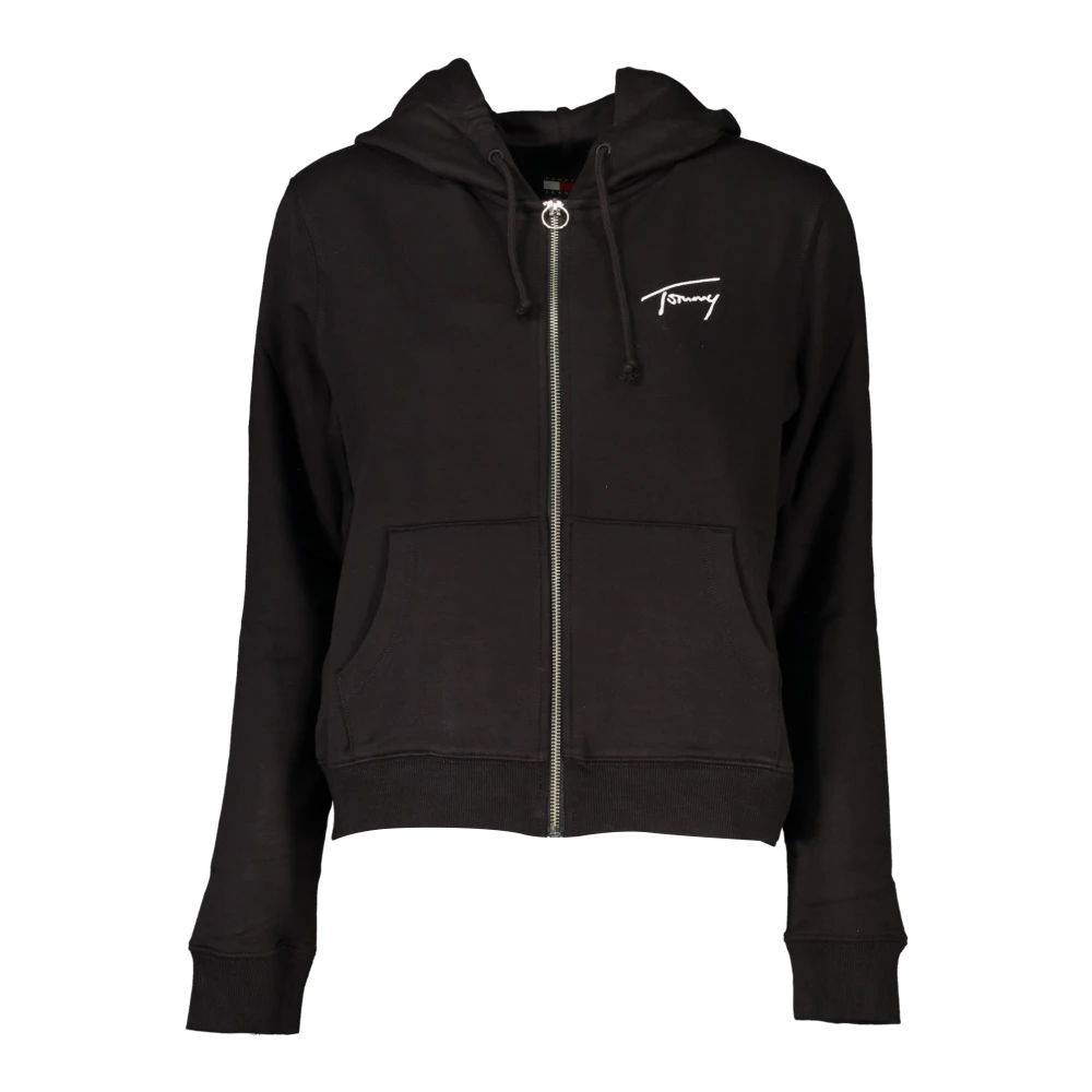 Tommy Hilfiger Women's Black Zip-Throughs,, Hoodie With Zip And Embroidery Extra Large