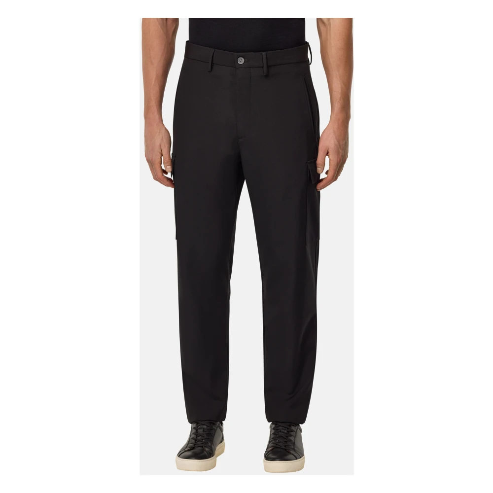 Boggi Milano B Travel Broek in zuivere reiswol Black Heren