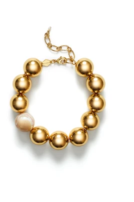 Guld Statement Armband med Pärldetalj