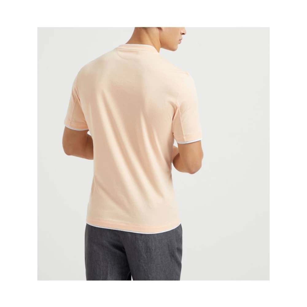 BRUNELLO CUCINELLI Oranje Crew Neck Trui Korte Mouwen Orange Heren