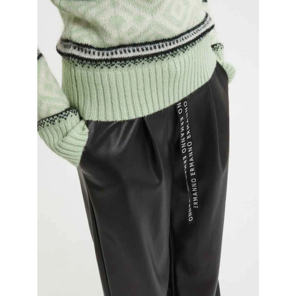 Ermanno Scervino Zwarte leren broek Mf099 Black Dames