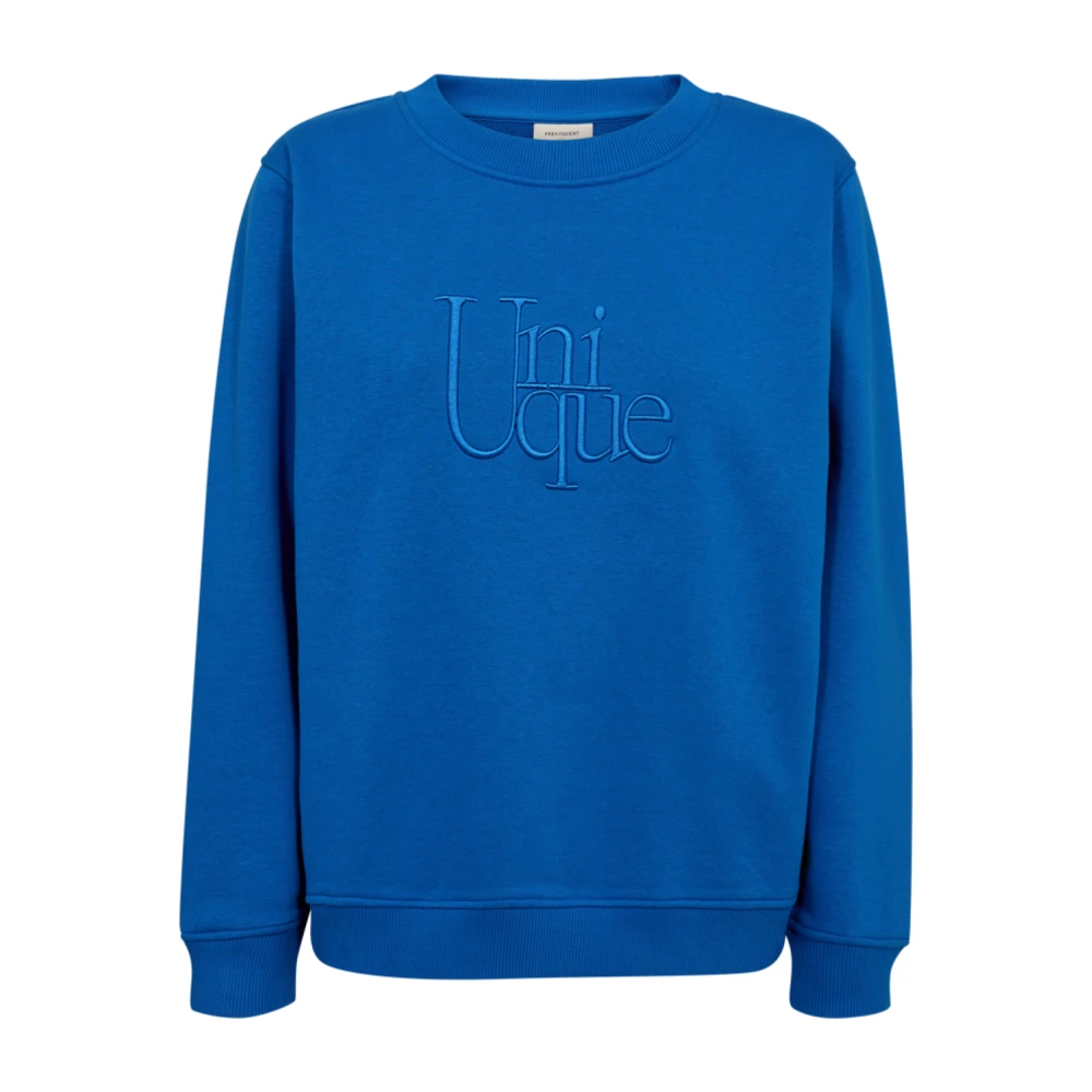 Freequent Unieke Tekst Print Sweater Blue Dames