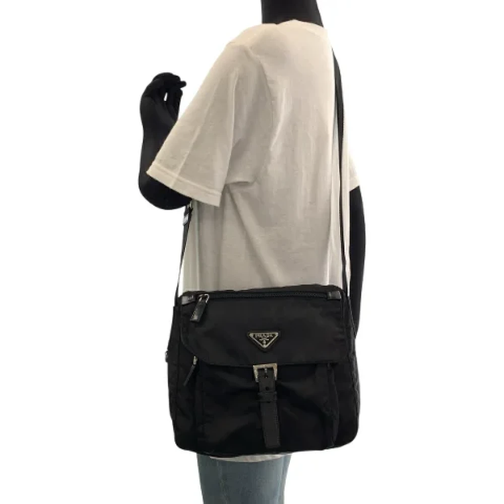 Prada Vintage Pre-owned Canvas crossbody-bags Black Dames
