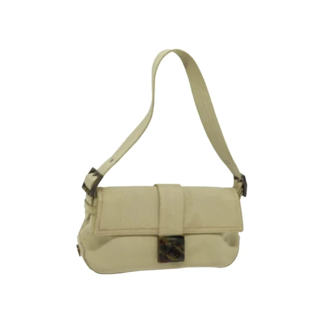 Salvatore Ferragamo Pre-owned Canvas shoulder-bags Beige Dames