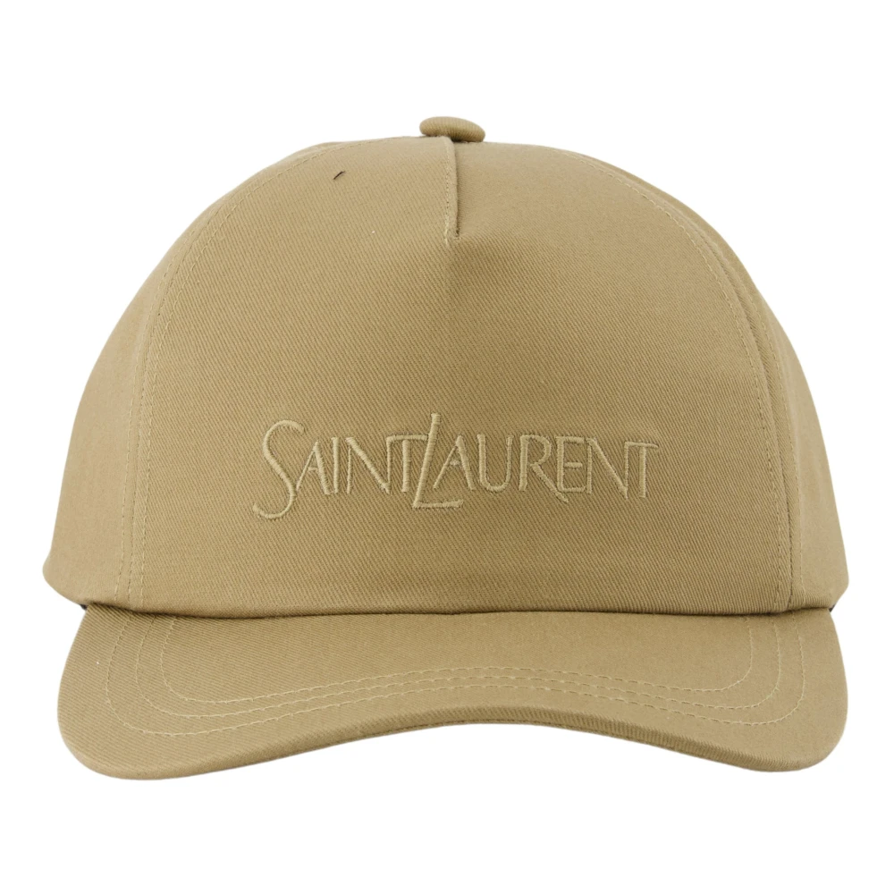 Saint Laurent Men's Beige Hats & Caps, 59 Cm, Embroidered Cotton Cap