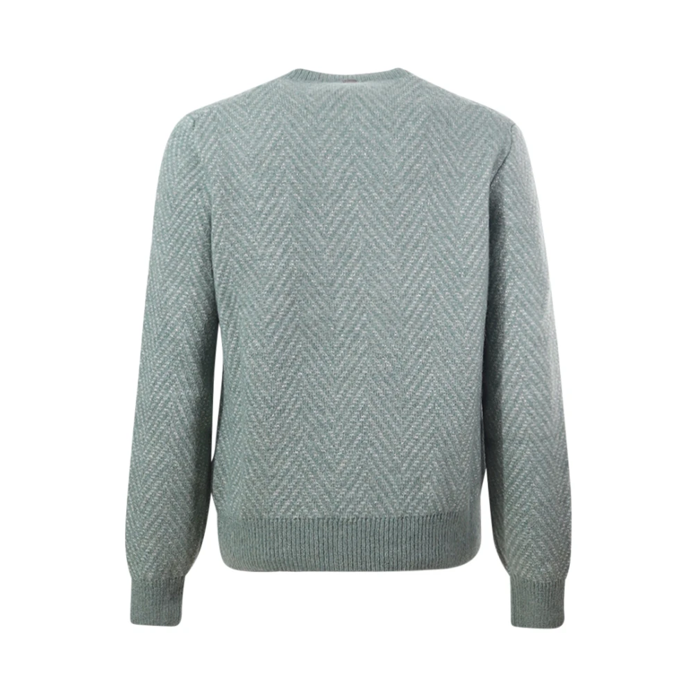 Herno Resort Trui in Herringbone Alpaca Jacquard Green Heren