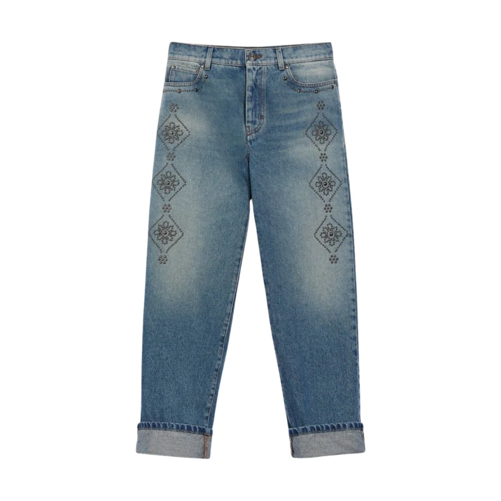 Max Mara Weekend Stijlvolle geborduurde straight leg jeans Blue Dames