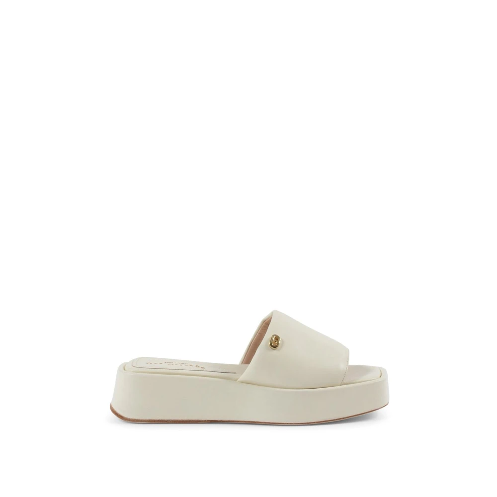 Dee Ocleppo Women's Beige Sliders, 5 Uk, Cream Leather Platform Sandal